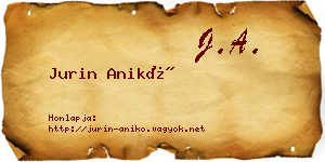 Jurin Anikó névjegykártya